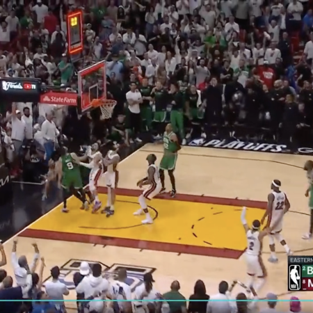 NBA-video: Miami Heat – Boston Celtics sarjassa hullu loppuratkaisu – suomalaisselostaja sekosi – Celtics tekemässä historiaa?